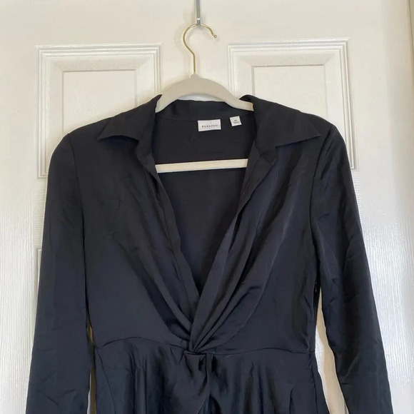 ARITZIA Babaton Collaborate Satin Mini Shirt Dress Black Size XS Office Siren - Picture 5 of 10